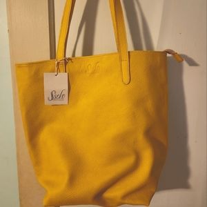 Sseko leather plucky yellow tote